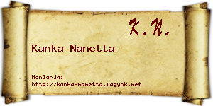 Kanka Nanetta névjegykártya